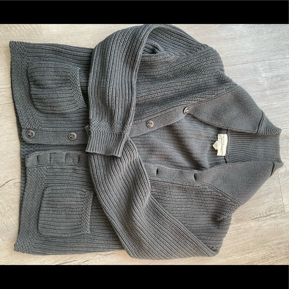 Denim & Supply Ralph Lauren Knit Shawl Collar Cardigan Sweater Dark Gray Medium